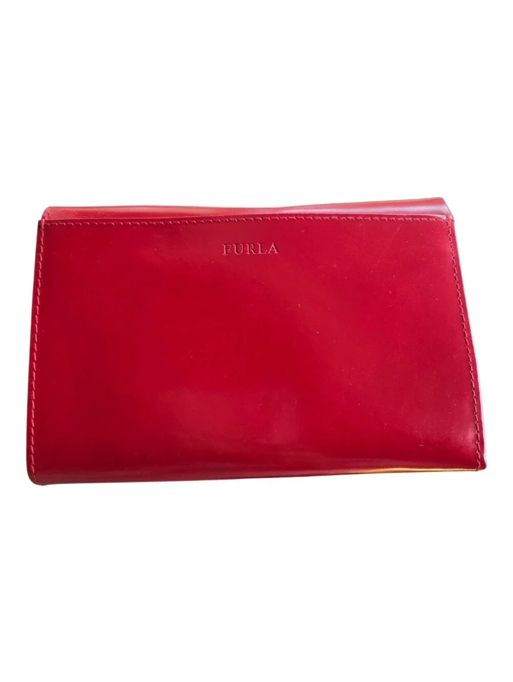 furla red leather continental wallet clutch made in italy snap closure